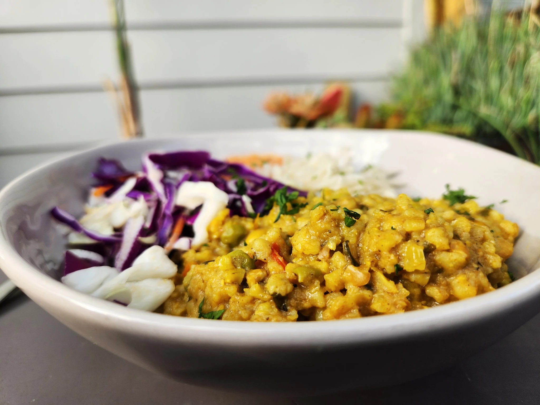 A Chefee-made serving of coconut yellow curry rice
