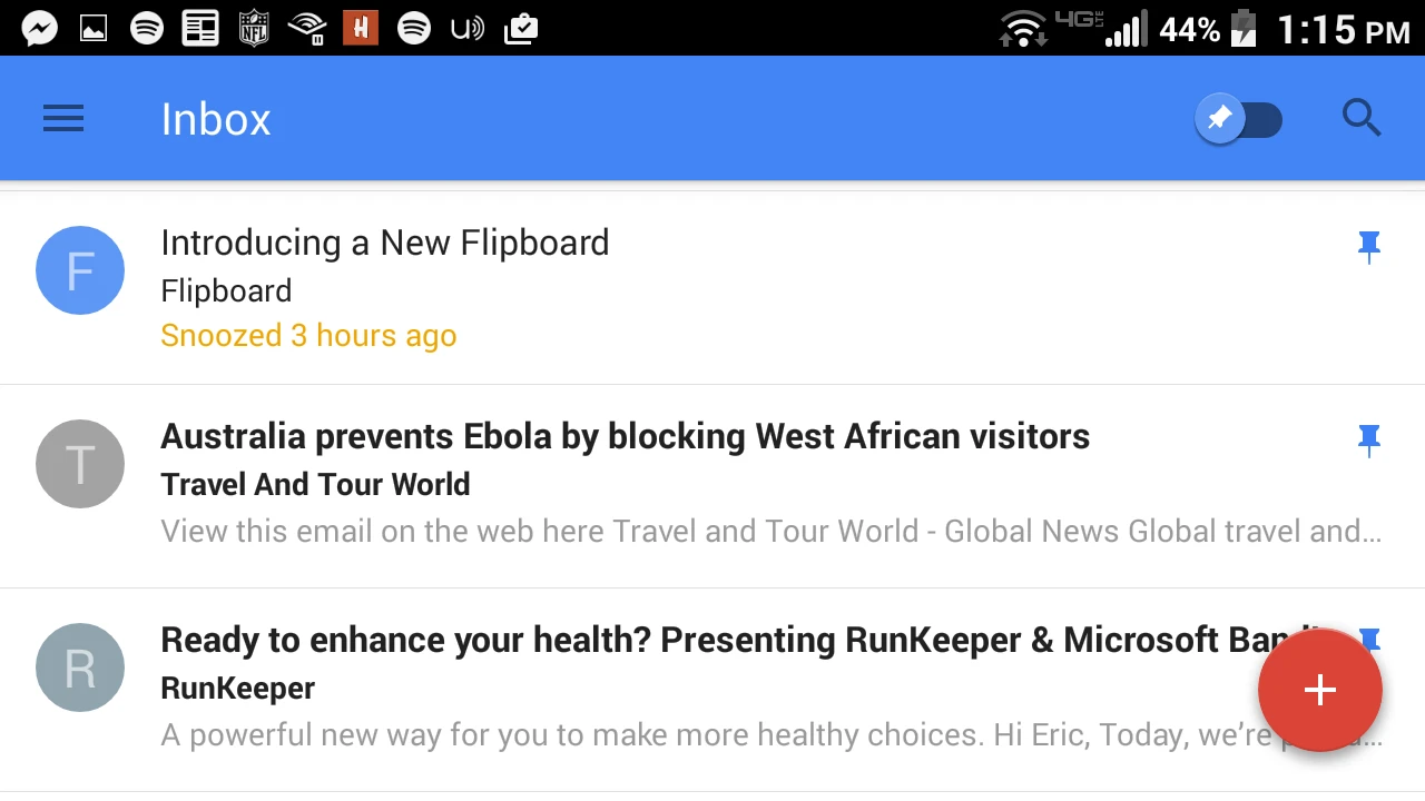 The Inbox app has a cleaner, more spare look