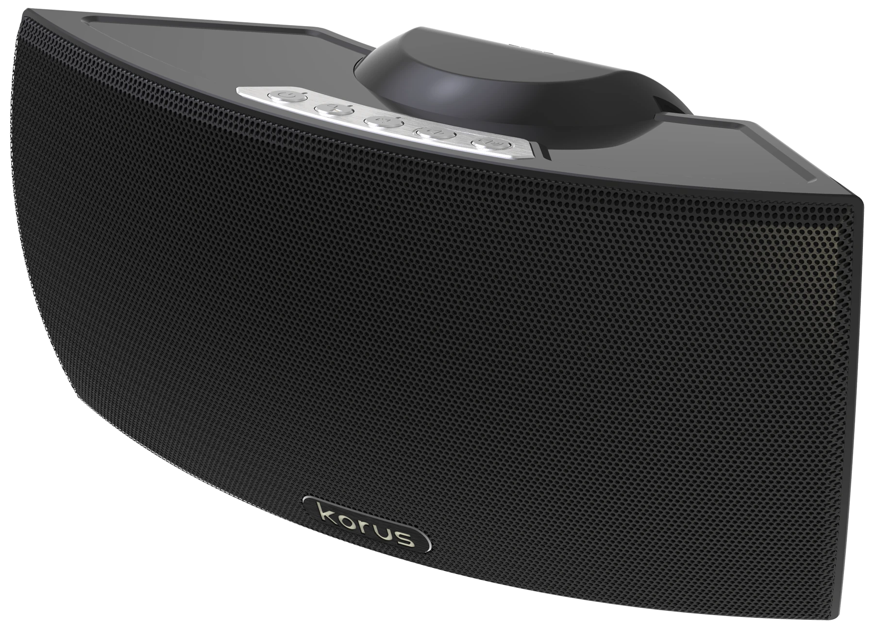 The V400 speaker has a curved front face for wider audio dispersion