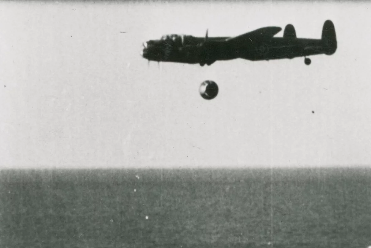 A film still of a bouncing bomb trial (Photo: BAE Systems/SSPL)