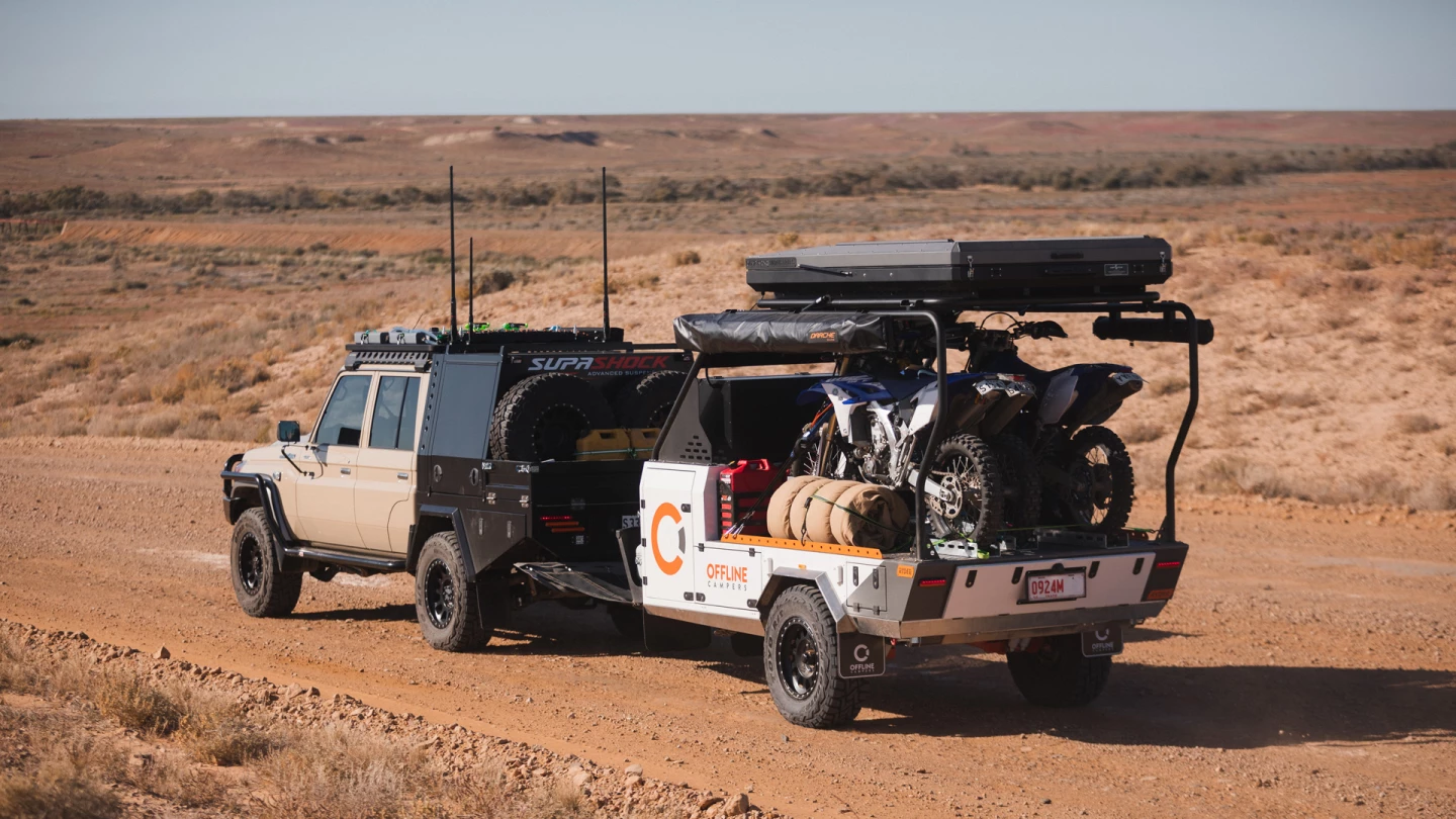 Three bikes packed up and ready for go-anywhere adventure
