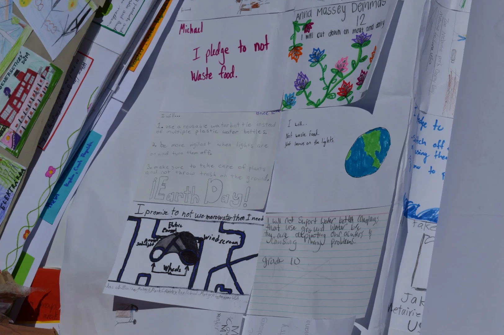 Some of the cards that were sent to Geneva from schools all over the world