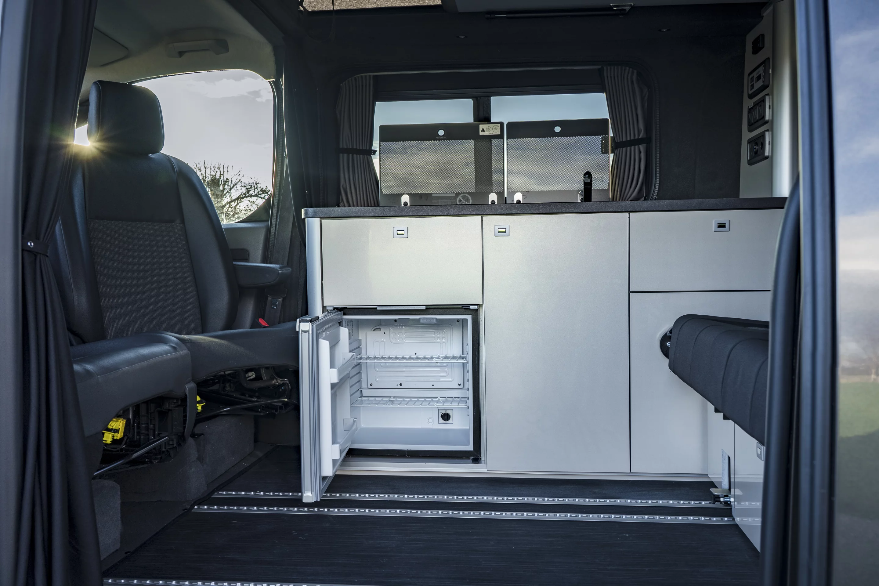 A small fridge comes standard