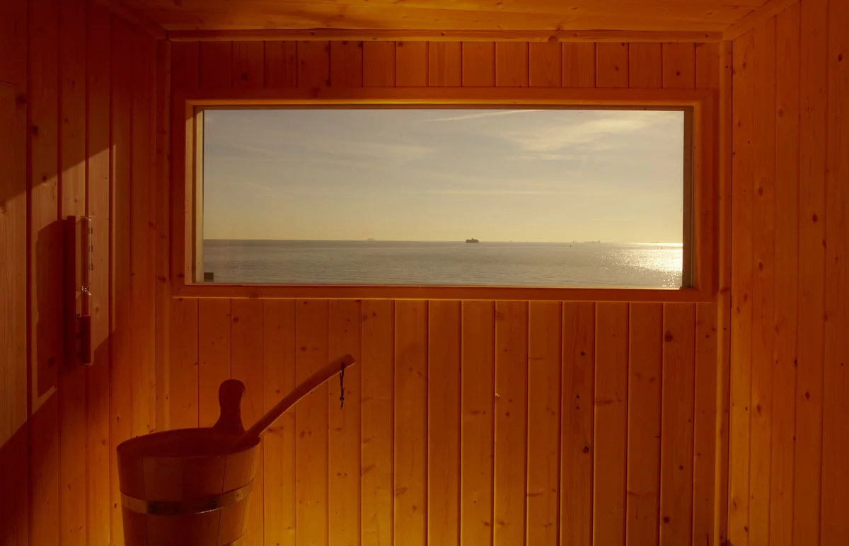 View from the Spitbank Fort Hotel sauna