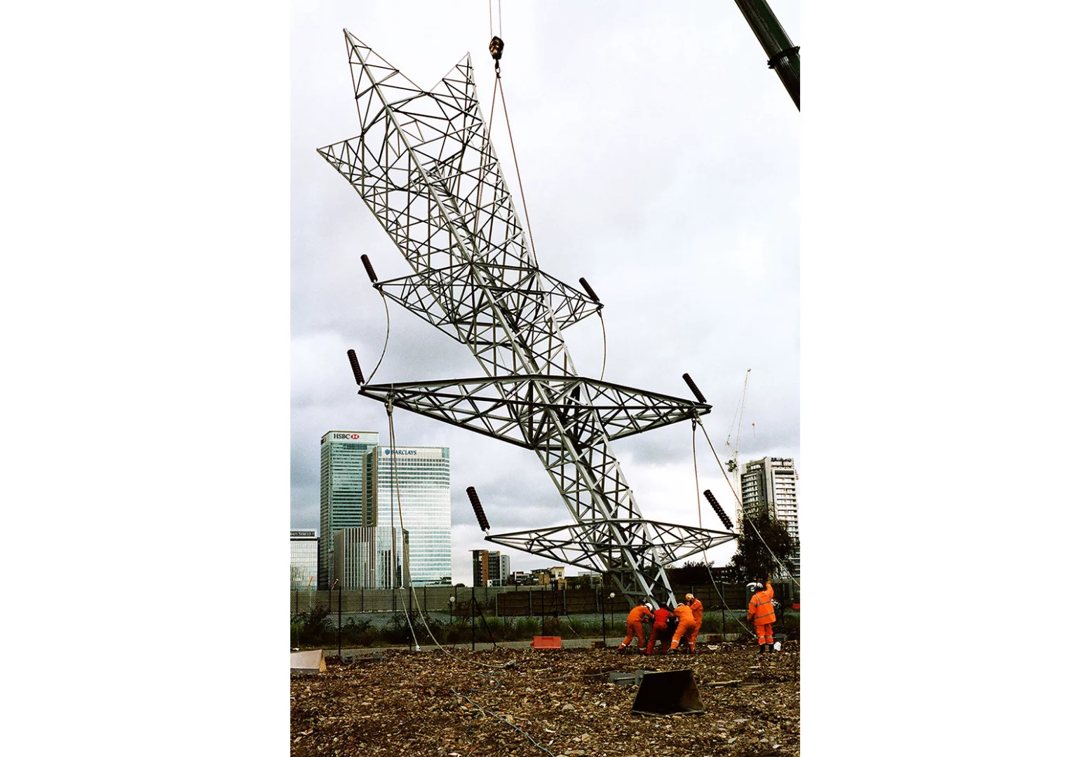 A bullet from a shooting star speared a massive electricity tower into the ground