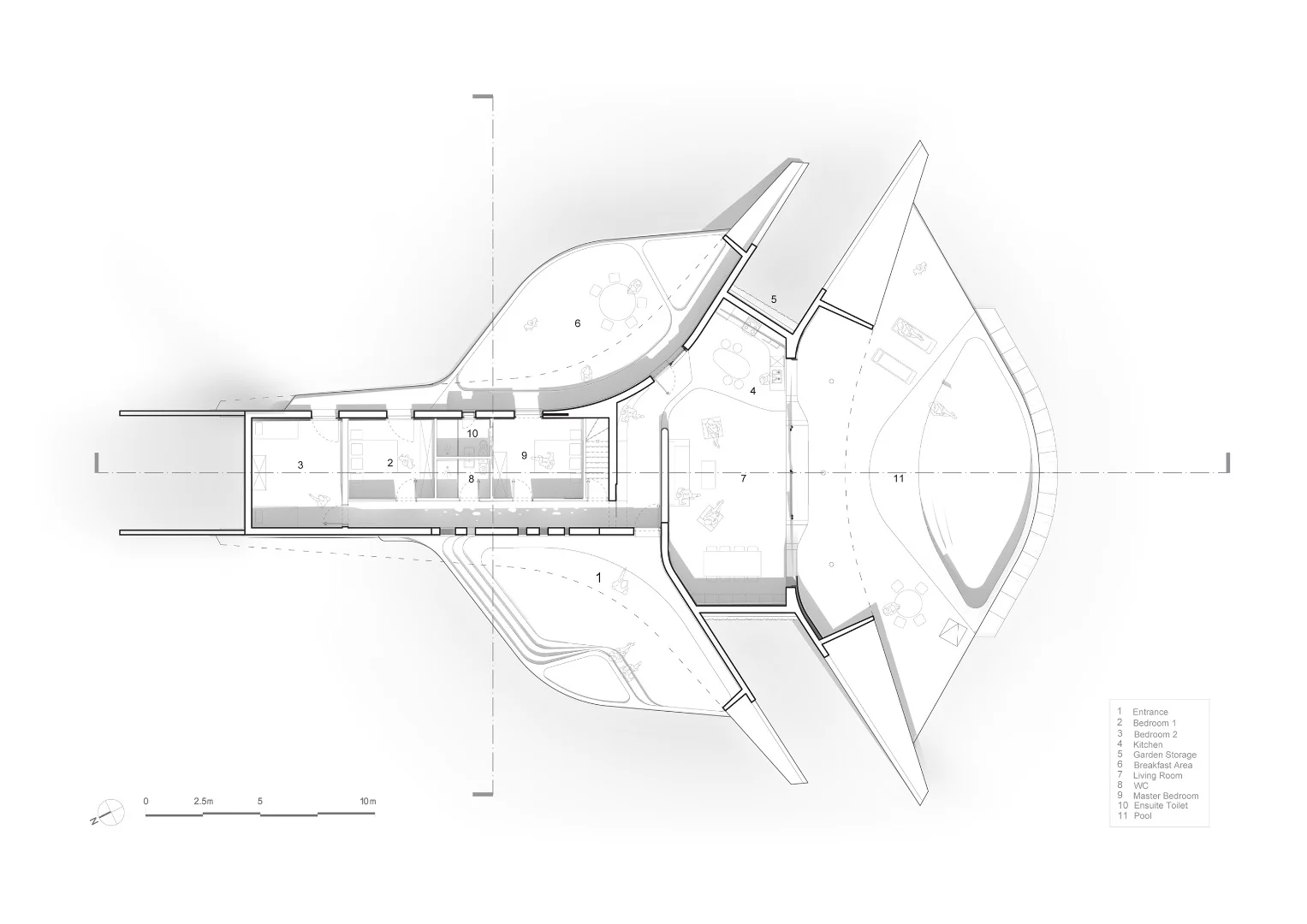Architectural drawing of Villa Ypsilon