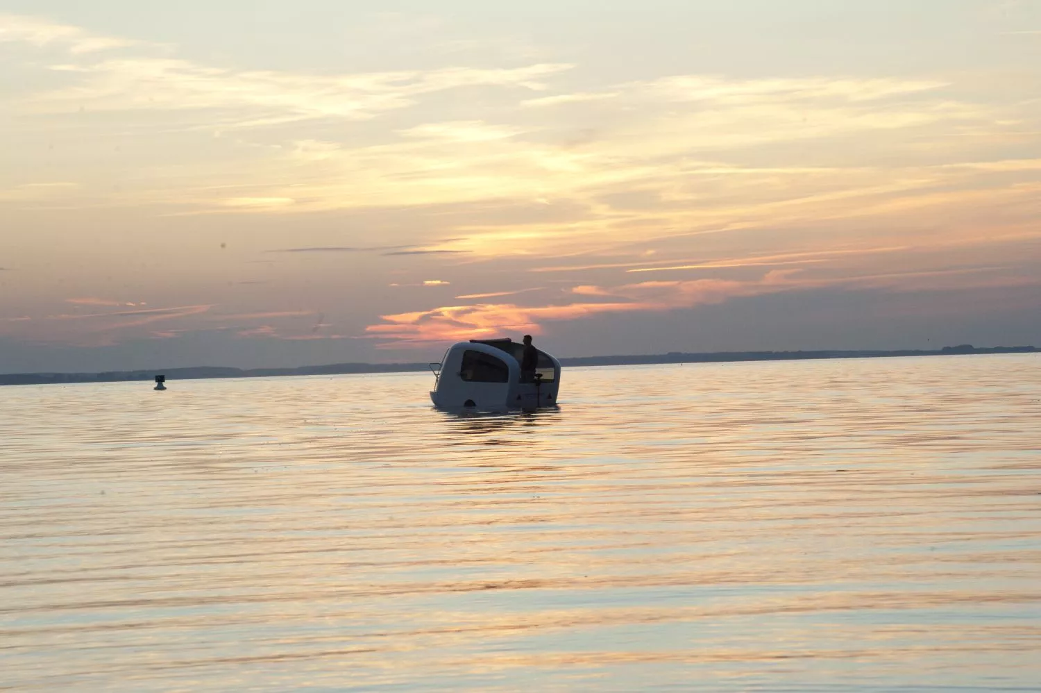 Sealander is a unique vehicle that combines features of an electric motor-powered boat and a camping trailer