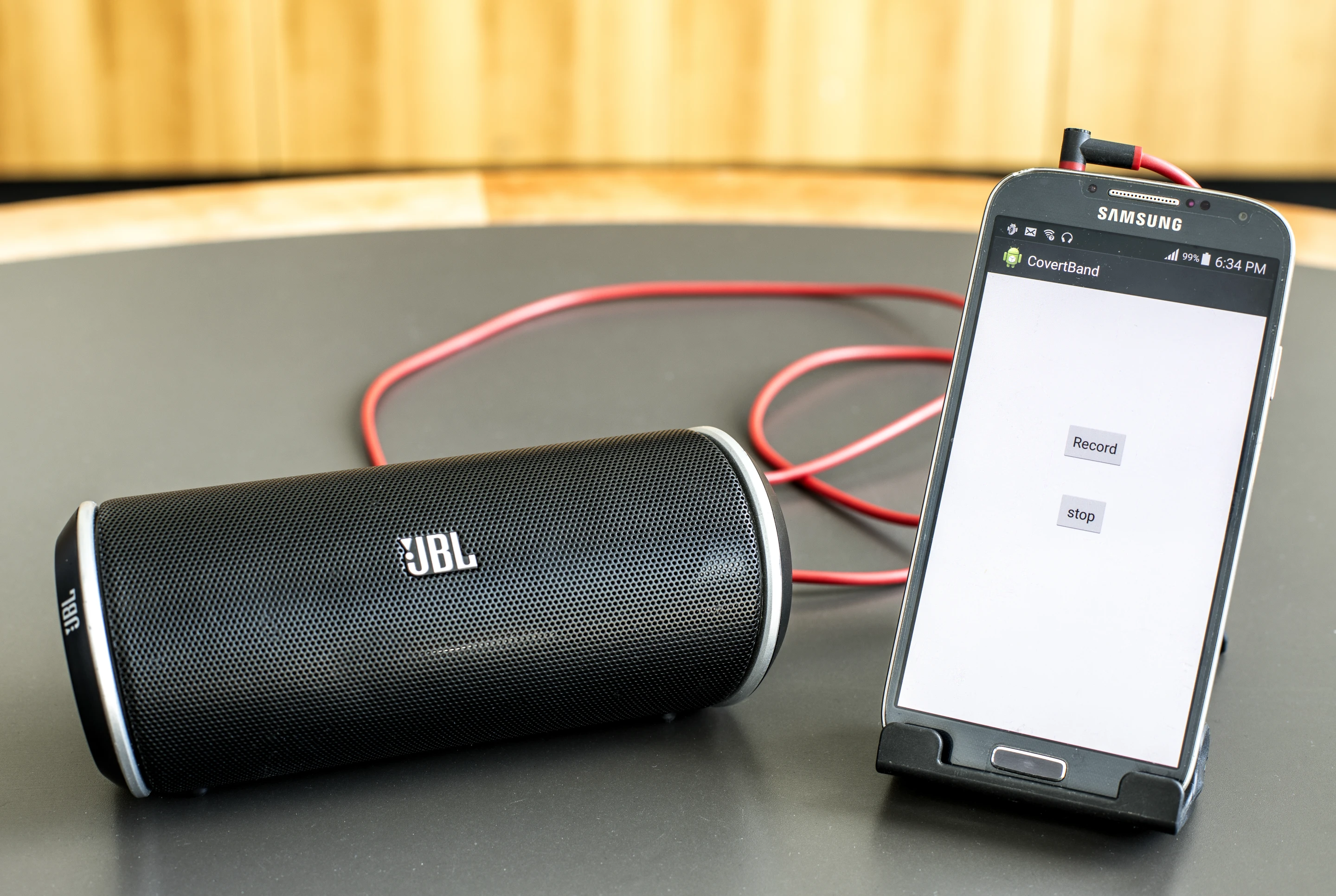 The researchers tested CovertBand using a Samsung Galaxy S4 smartphone hooked up to a portable speaker