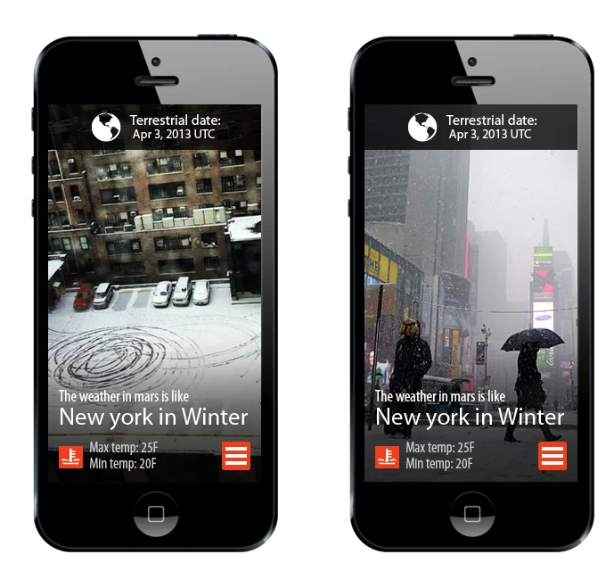 A conceptual app for imagining the conditions on Mars (Photo: Instamars)