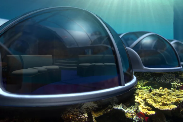 The walls will be made of transparent acrylic to guarantee visibility to underwater vistas