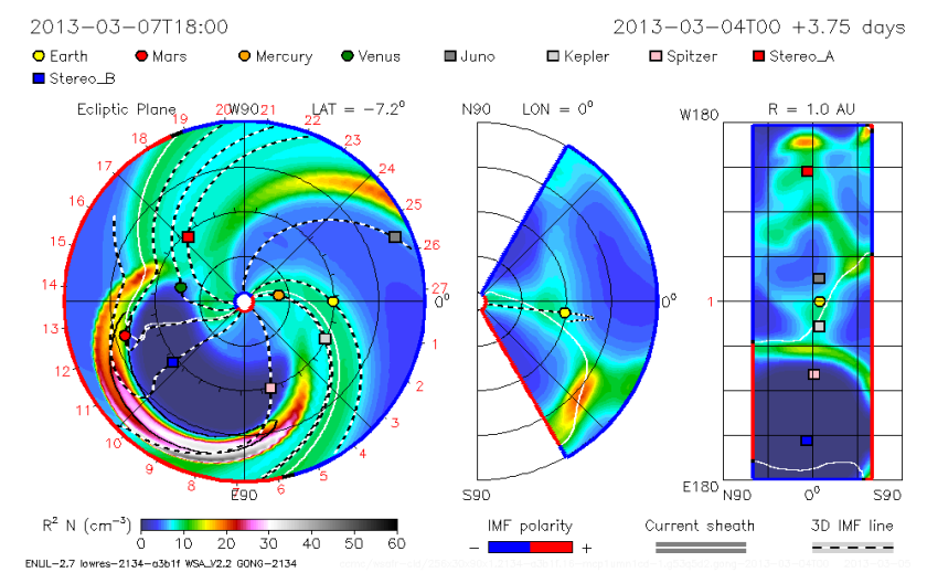 NASA animation still showing solar flare that struck Mars recently (Image: NASA)