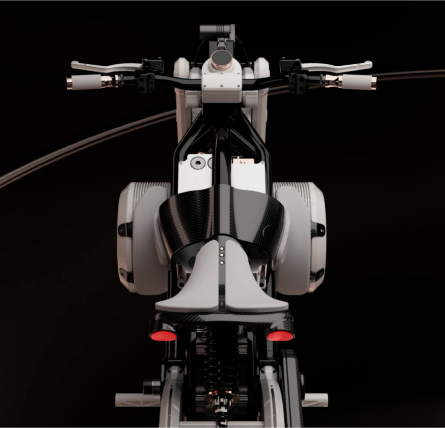 Looking down from the rider's point of view, that battery is reminiscent of a BMW boxer motor