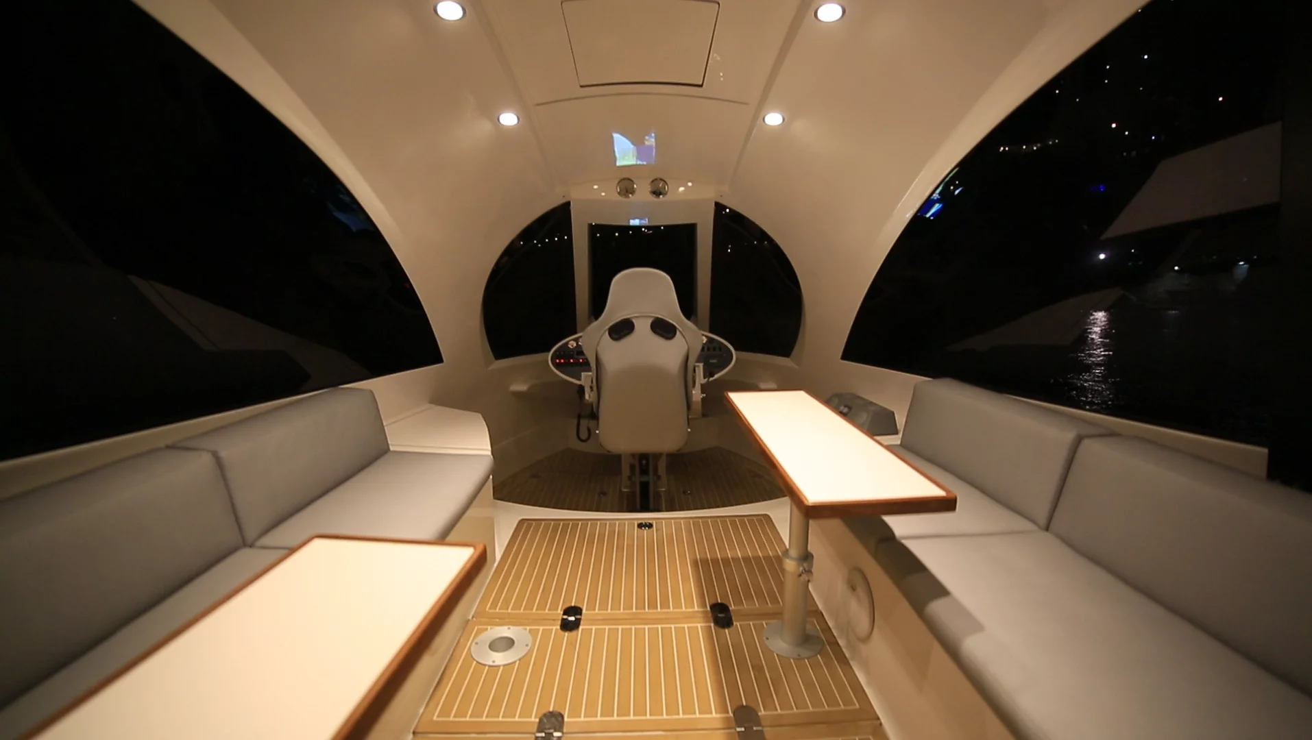 The Jet Capsule has seating and tables for its passengers