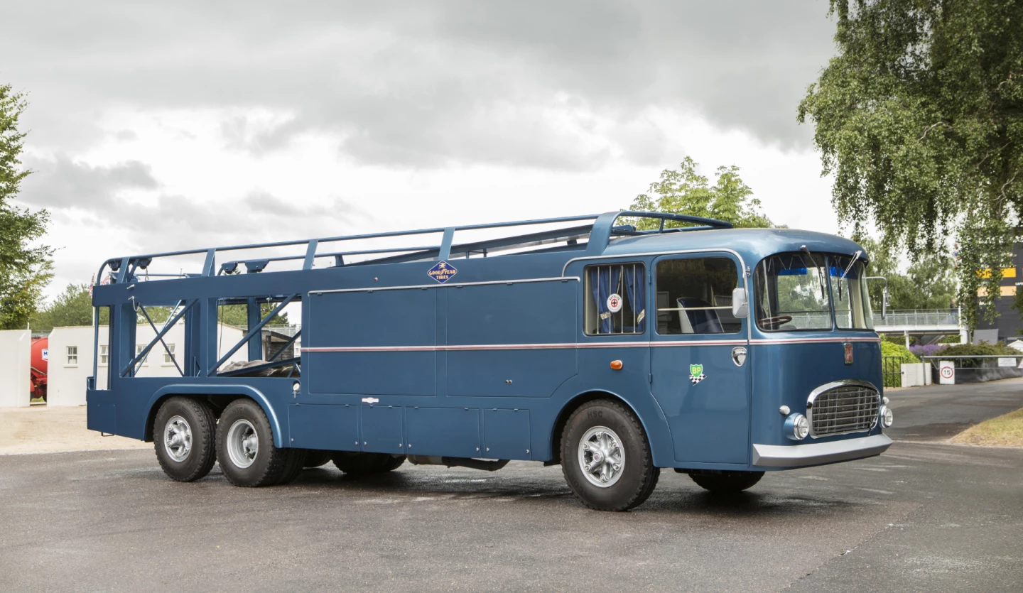 This 1956 Fiat-Bartoletti Tipo 642 Diesel-Engined Racing Car Transporter originally served the Maserati works team during the Fangio years, then the Scarab works team, Shelby American Cobra works team, Alan Mann Racing, David Piper RacingJCB Historic racing team and it played a starring role in the Steve McQueen movie 'Le Mans’. It sold for £656,700 ($1,013,199)