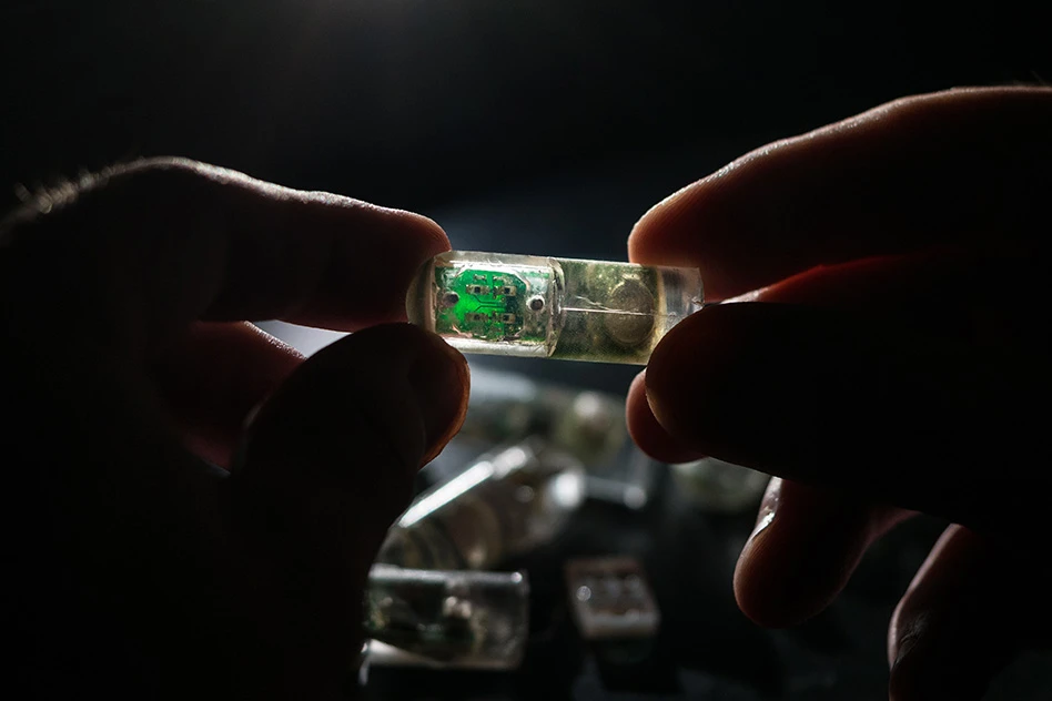 MIT engineers have designed an ingestible sensor equipped with bacteria programmed to sense environmental conditions and relay the information to an electronic circuit