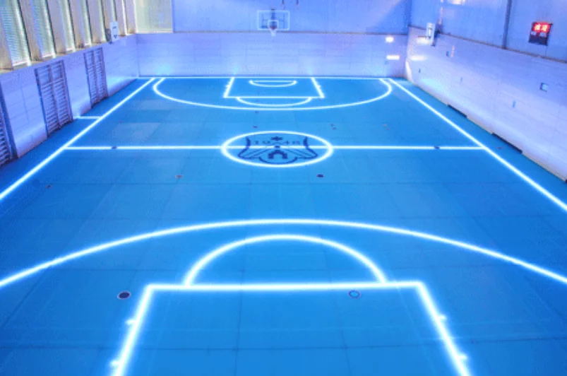 A view of the ASB GlassFloor basketball court