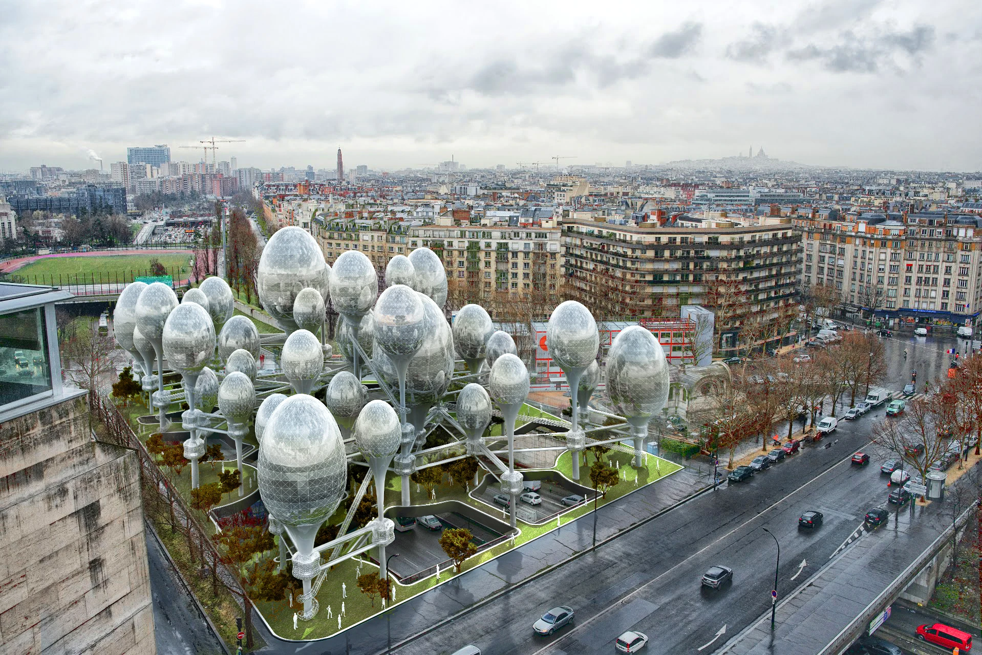 The renders depict structures a series of futuristic towers that draw inspiration from unnamed micro-organisms (Image: Planning Korea)