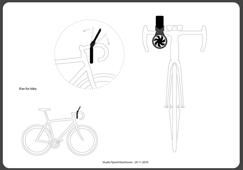 Veenhoven's latest design for the iFan see it mounted on a bicycle