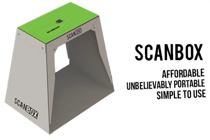 Scanbox is a foldable "stage" that makes it easy to photograph documents and other objects using a smartphone