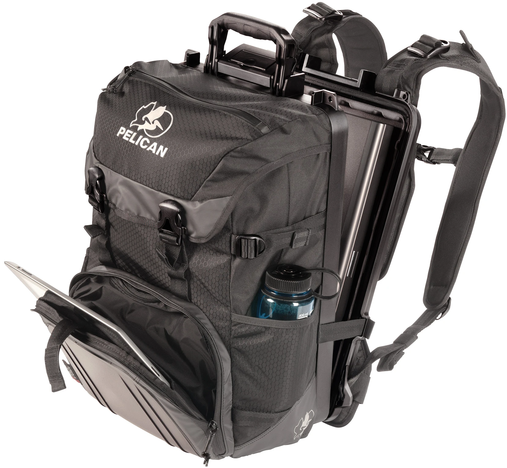 The S100 Elite Laptop Backpack with a 25-liter main storage capacity, crushproof and waterproof protective laptop case and rigid front plate