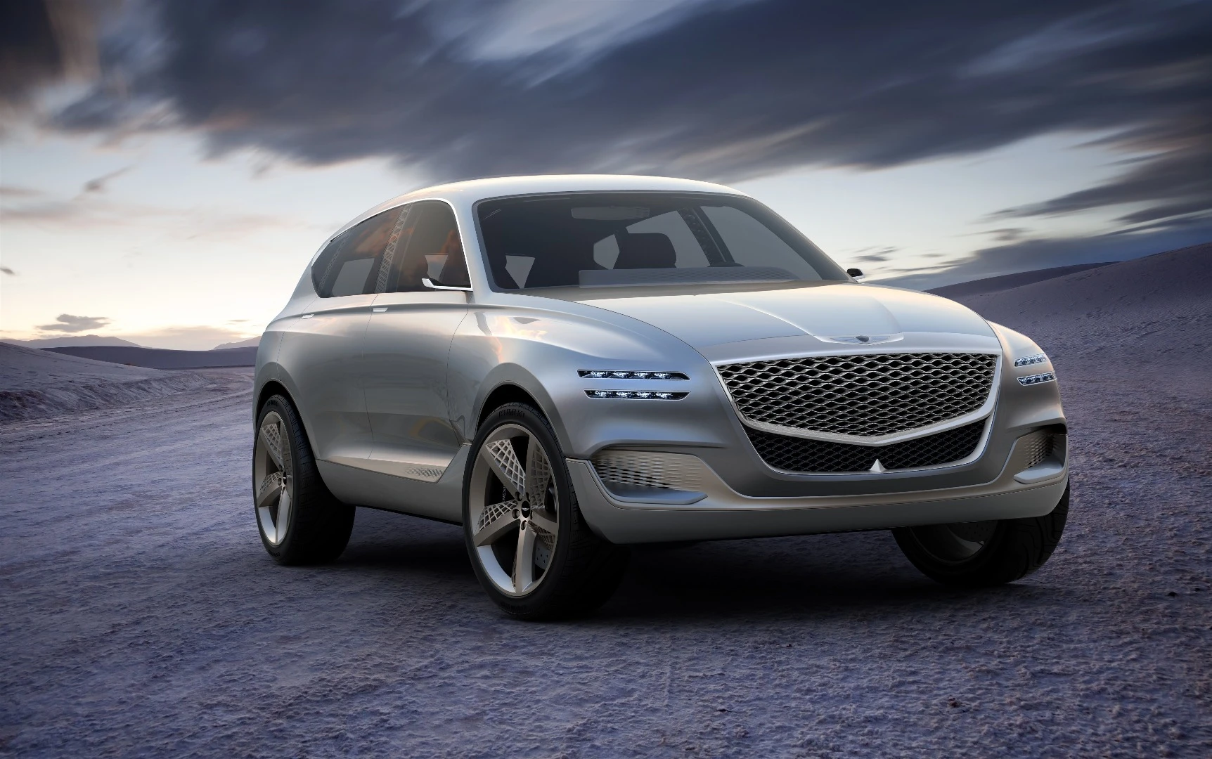 The GV80 features a bold front grille design