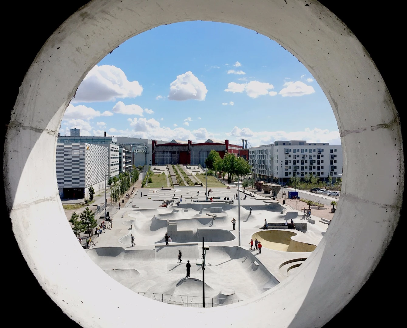 There will be views of an adjacent skate park and beyond