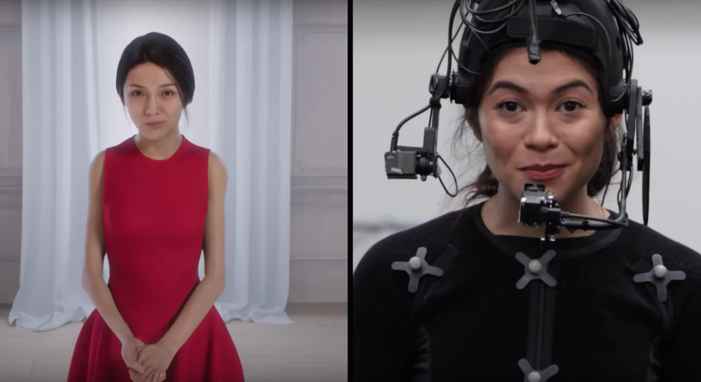 The Unreal Engine system allows for live, real-time rendering of complex digital avatars