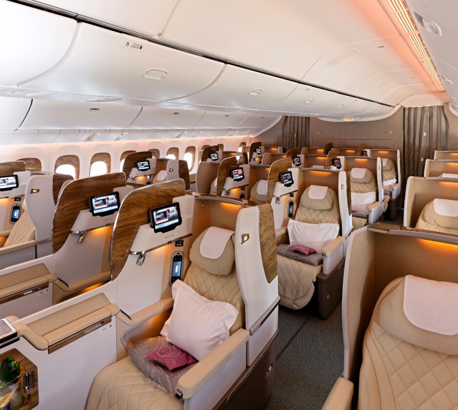 Business Class seats have privacy screens