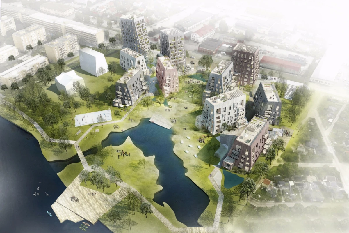 Örnsro Trästad will cover an area of about 18,000 sq m (194,000 sq ft)