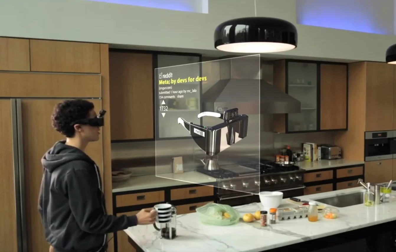 meta's gesture-controlled augmented reality glasses in use with 3D applications