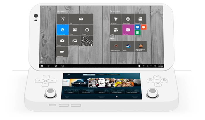 The device looks like a cross between a smartphone, a Nintendo 3DS and a laptop