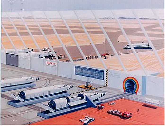 Artist's conception of the spacecraft launch facility for a Startram-based spaceport