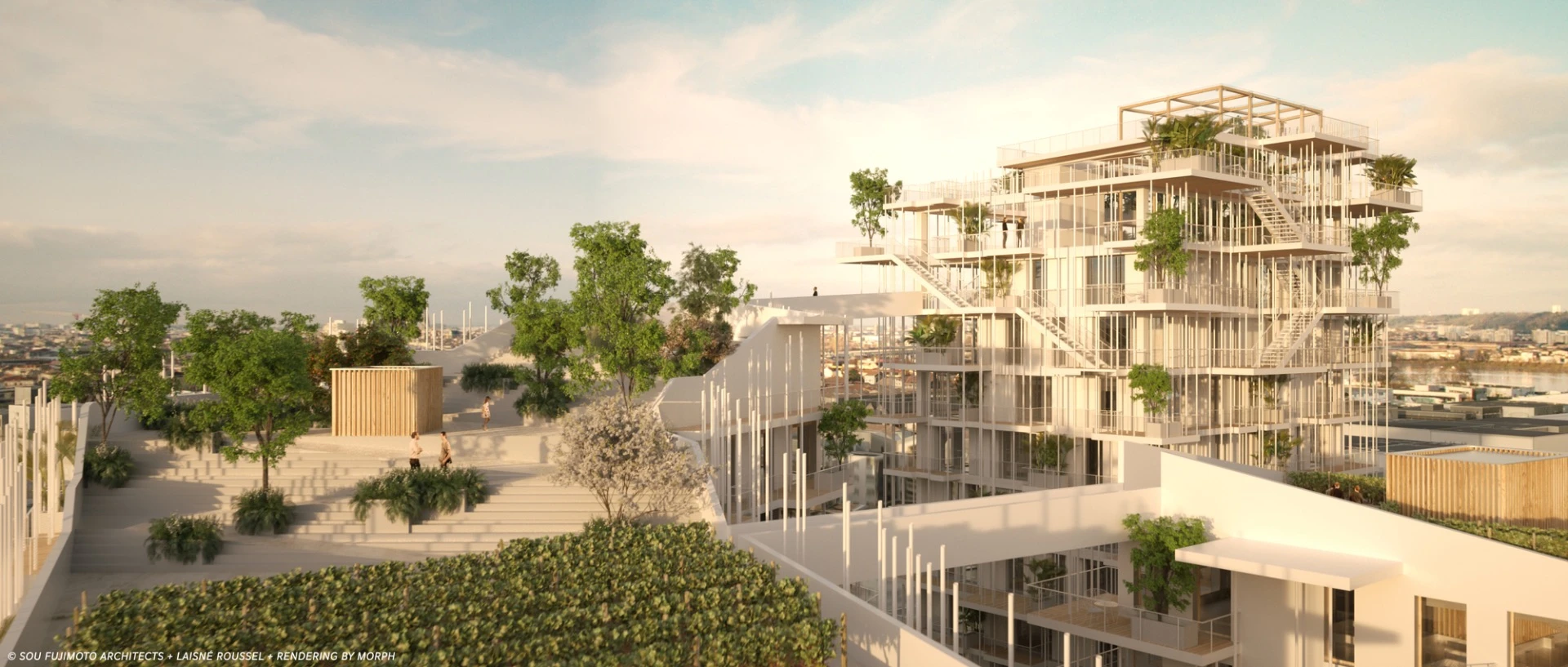 The cluster of timber buildings would rise to 50 m (164 ft) in height