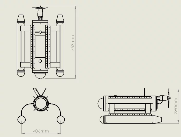 Schematic drawings of the FrankenDrone