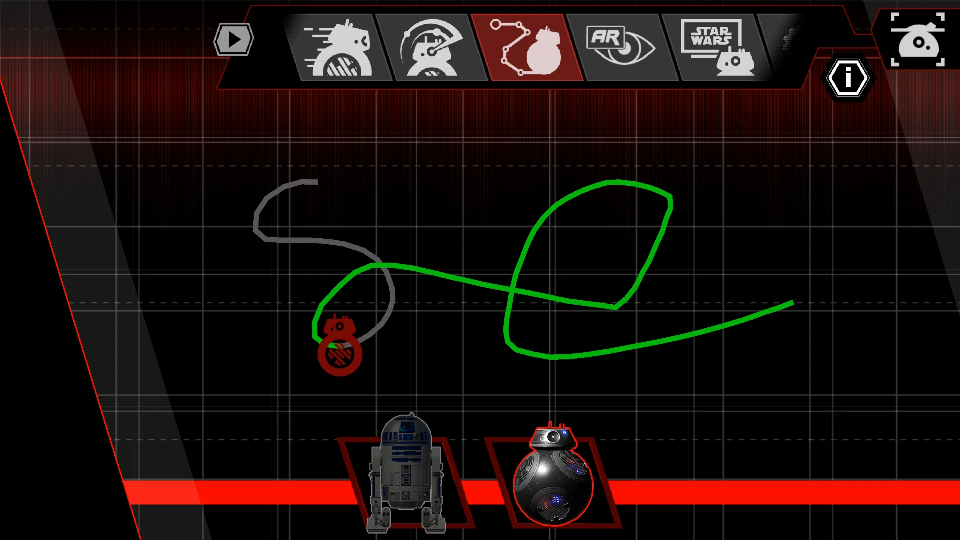 In Draw a Path Mode, users trace a line on the screen and the droid will follow it on the floor