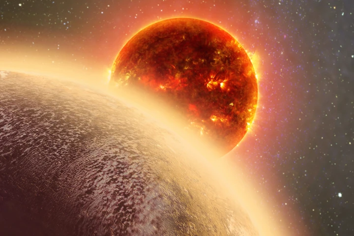 An artist's rendition of GJ 1132b, an exoplanet which may have an atmosphere of oxygen, but is too hot for life