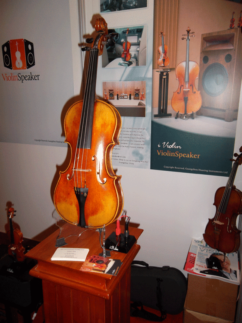 The ViolinSpeaker from i Violin, on display at CES