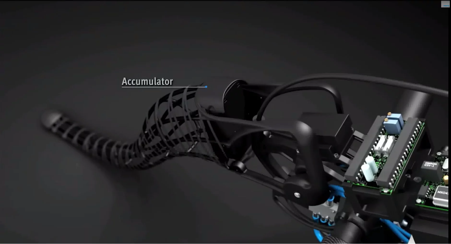 An accumulator is located at the base of the tail (Image: Festo)
