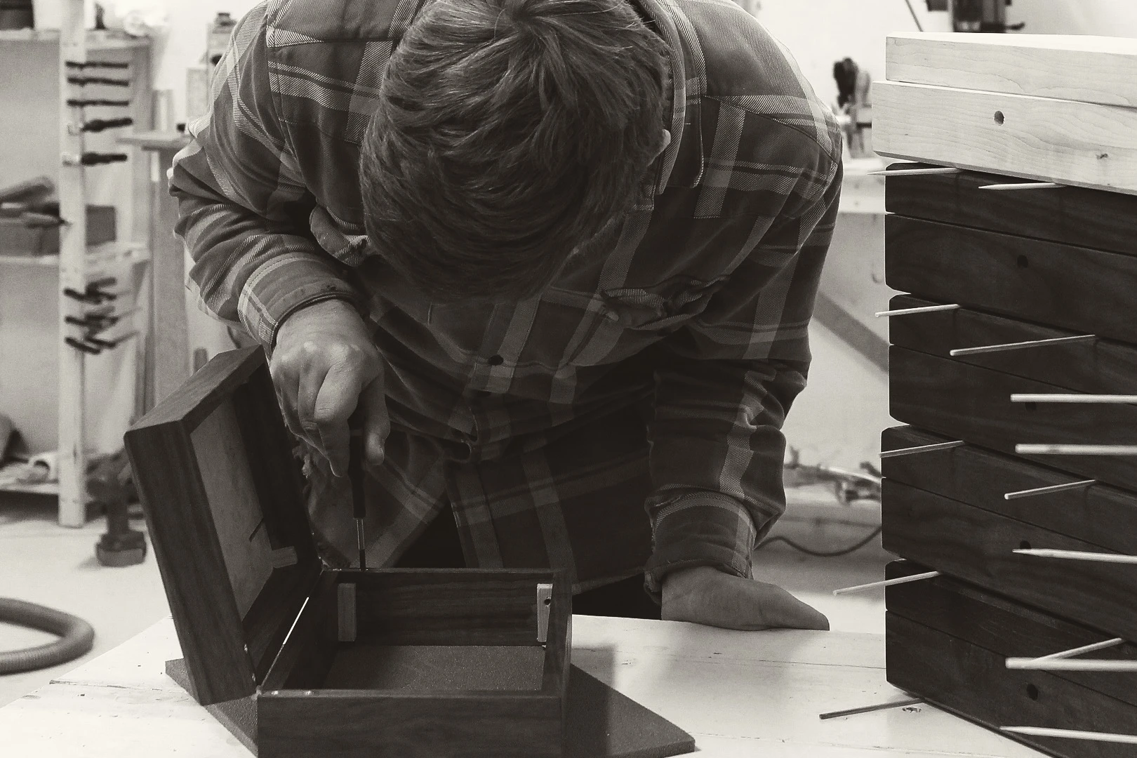 Love Hulten working in his studio