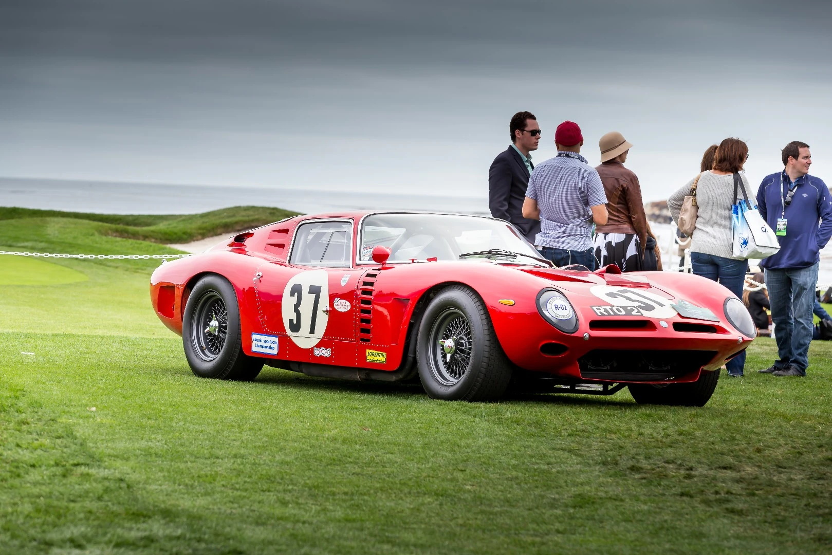 An imposing presence, the 1968 Bizzarrini 5300 Spyder S.I. Stile Italia makes itself known on the California coastline