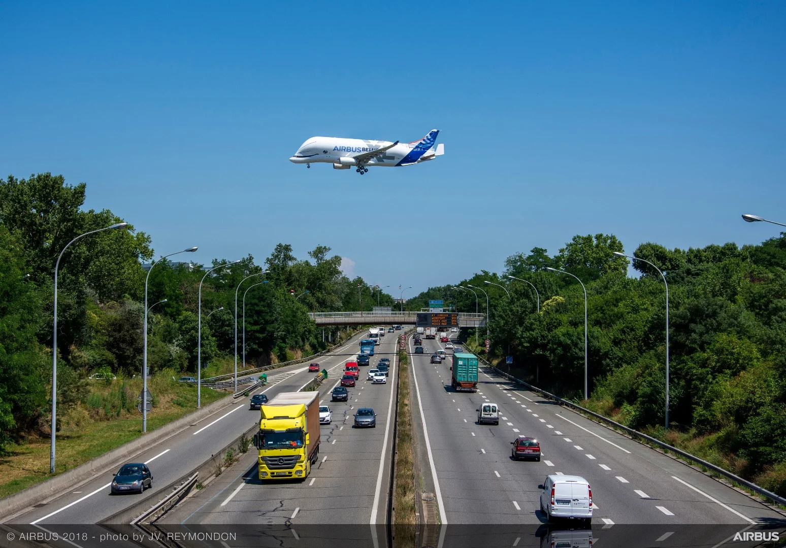 The BelugaXL on approach