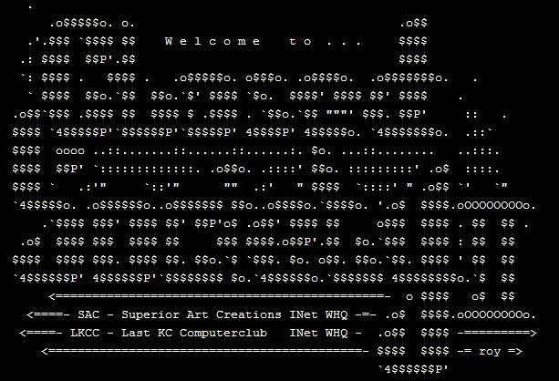 Often referred to as a form of "new school" ASCII art, this style resembles big graffiti tags in the way words are spelled out using ASCII characters.