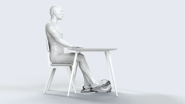 Cubii is designed to provide smooth elliptical movement of the legs, while keeping the knees away from the underside of the user's desk