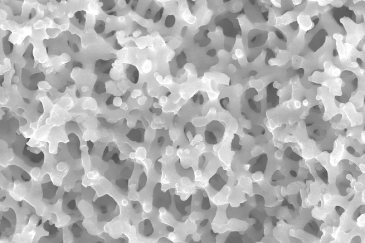 Nanofoams, such as this one made from porous silica, are able to absorb large amounts of energy without structural failure
