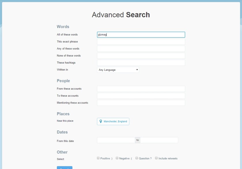 Advanced search is only a click away
