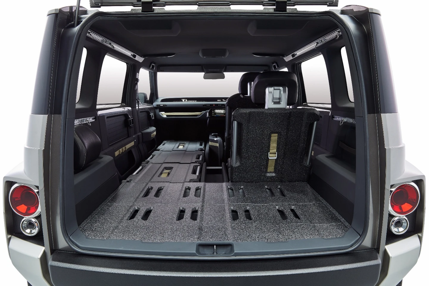 Among the Toyota Tj Cruiser's van-like features are front and rear passenger seats that can be reclined totally flat, allowing objects up to 3 m (9.8 ft) long to be stored inside