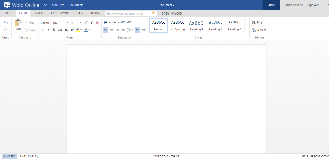 The Office Online user interface is similar to other versions of Office