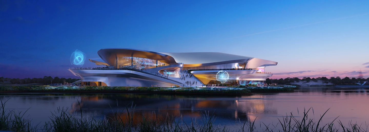 The Chengdu Science Fiction Museum will measure 59,000 sq m (roughly 635,000 sq ft), which will be split between exhibition spaces, conferences, event spaces, galleries, a theater, and more