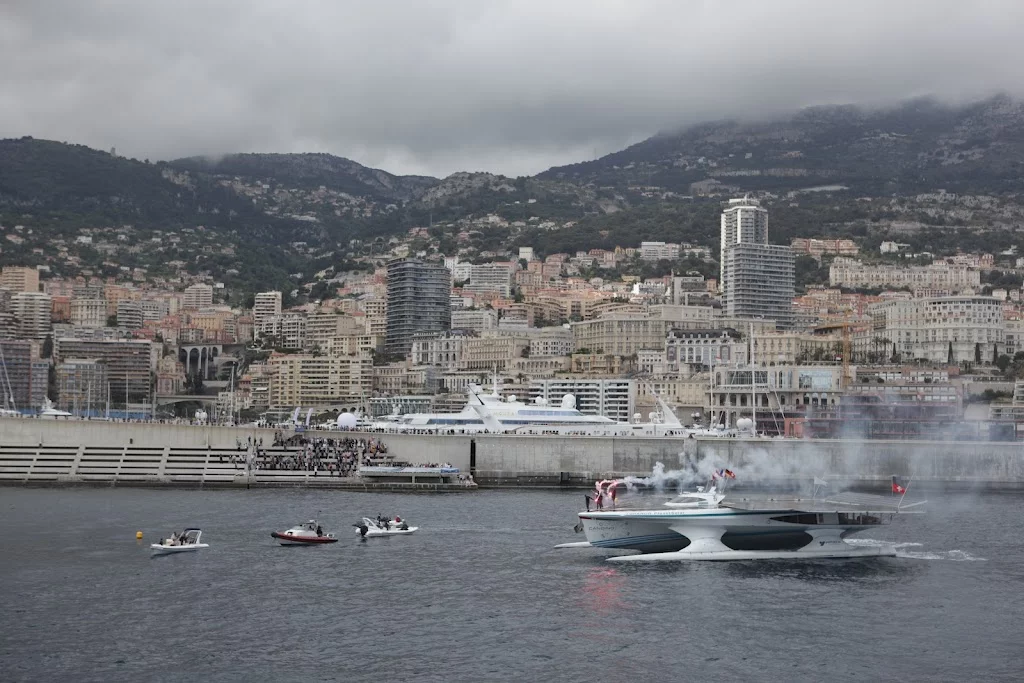 The TURANOR PlanetSolar, as it enters Monaco's Hercule Harbor