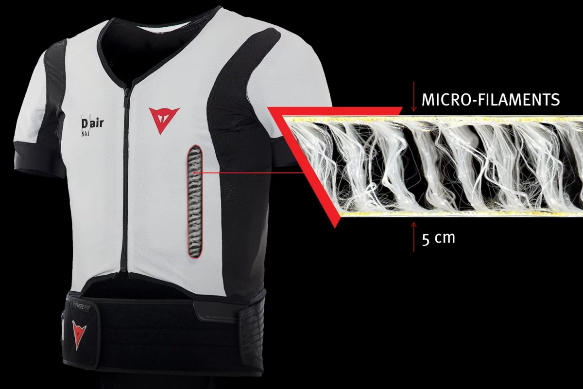 Dainese's D-air Ski garment relies on micro-filaments to help it expand during deployment